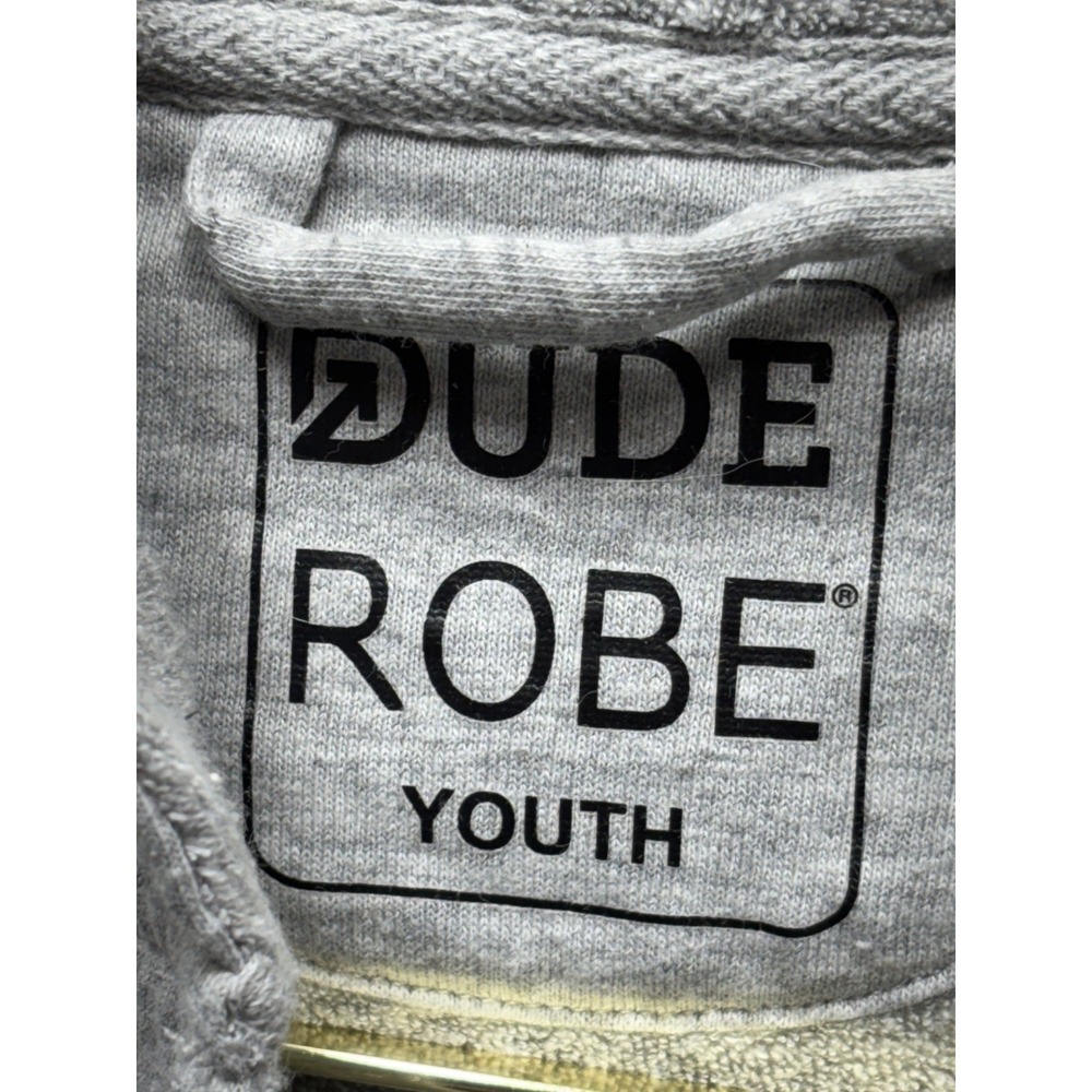 Dude Robe Youth Kids One Size Gray Cotton Terry Cloth Long Sleeve Hooded EUC - Picture 2 of 5